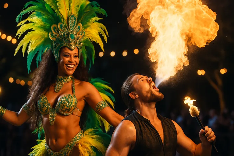 Betoverende acts voor een onvergetelijk evenement: Braziliaanse danseressen en vuurspuwers